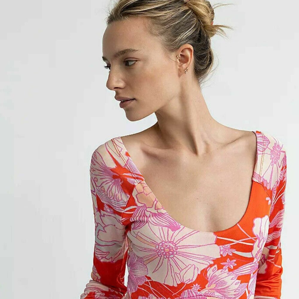 Free People First Date Retro Sexy Maxi Dress M - Picture 2 of 7